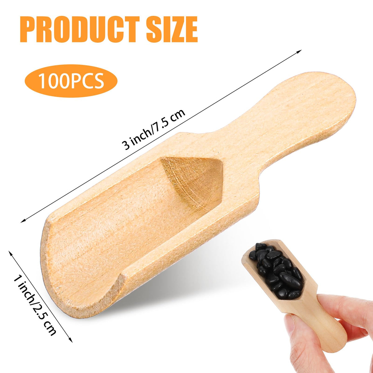 100 Pack Mini Wooden Spoons for Jars, Small Bath-Salt Scoops Mini Scooper Wooden Candy Spoon Washing Powder for Sugar Scrubs, Bath-Salts, Cooking