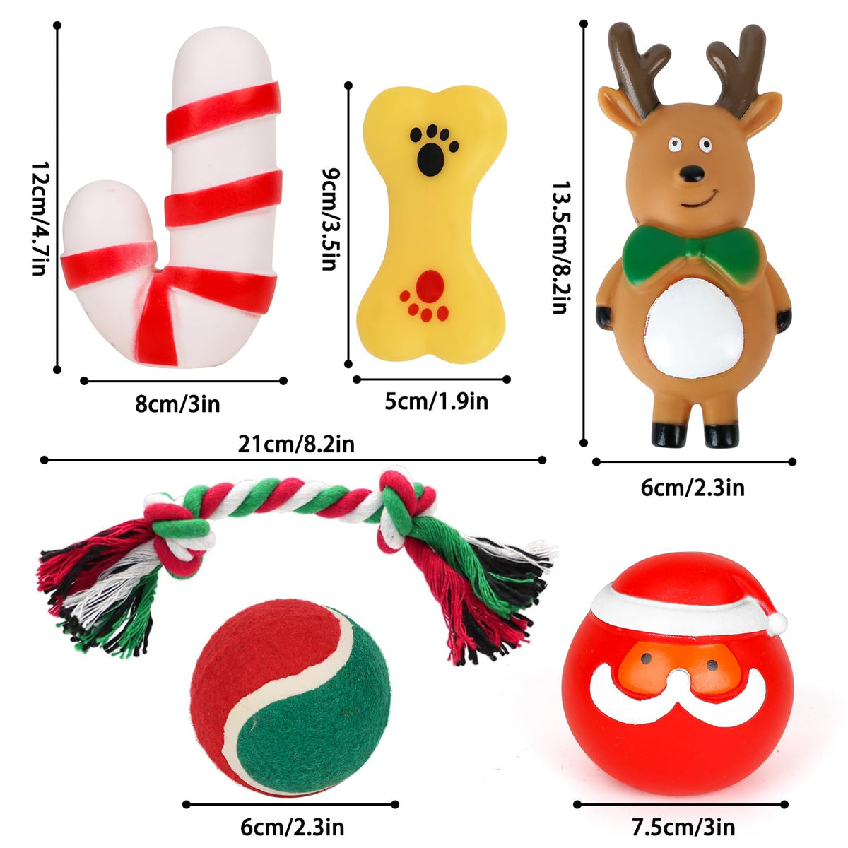 PETUOL Christmas Dog Stocking Toys, 6PCS Xmas Dog Toy Set with Squeaky Toys