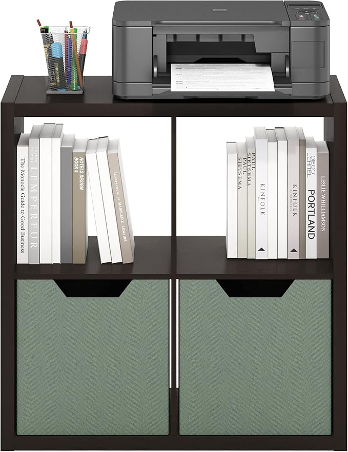 Furinno CUBICLE Book Shelf, 4-Cube Bookshelf, Extra Thick Frame Reversible