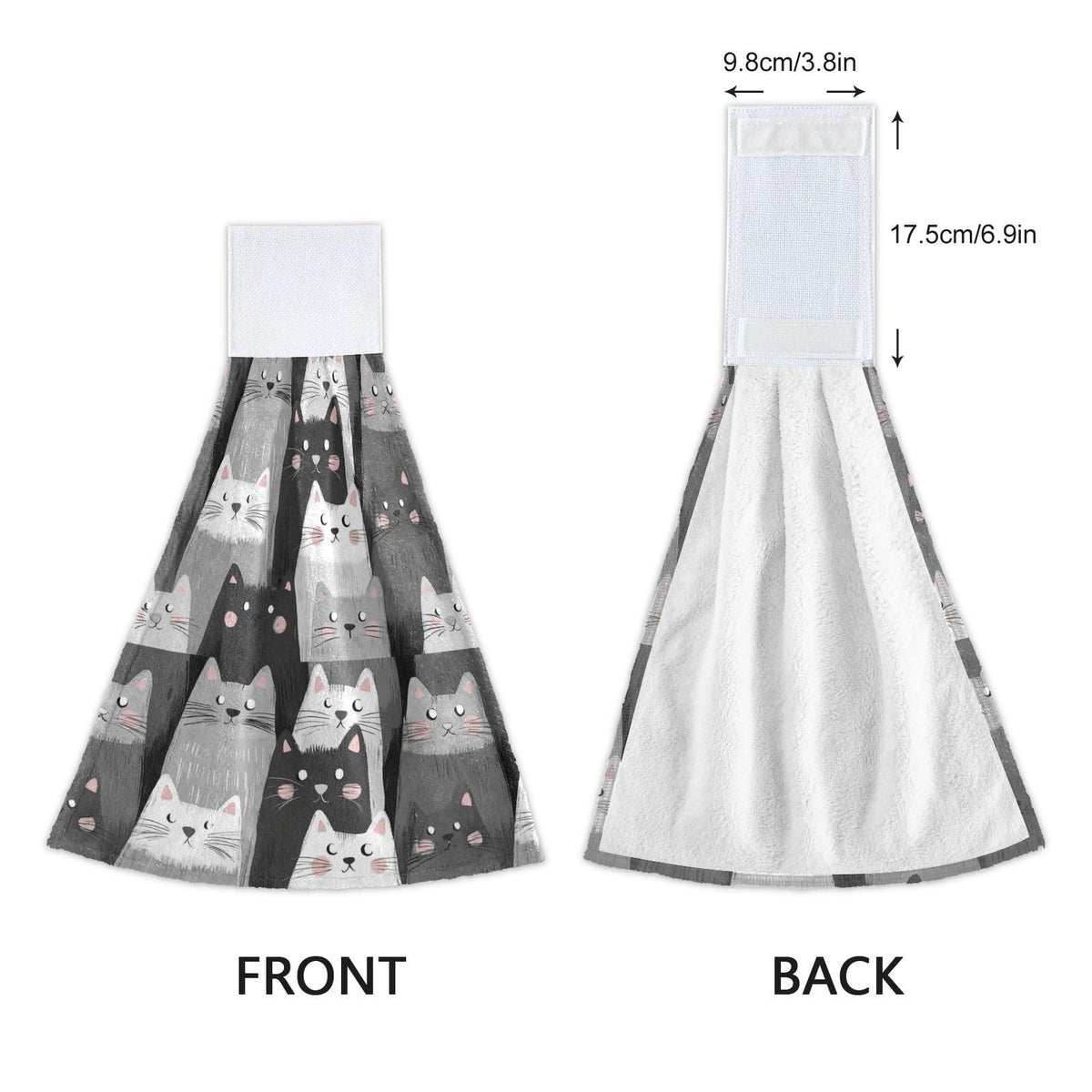 Boccsty Cats Kitten Pattern Hanging Kitchen Towels 2 Pieces Funny Gray Kitty Animal Dish Cloth Tie Towels Hand Towel Tea Bar Towels for Bathroom Farmhouse Housewarming Tabletop Home