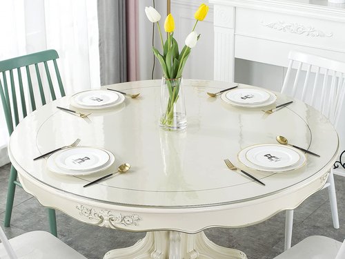 Deep Dream 1.5mm Thick 54 Inches Clear Round Table Protector, Round Table Cover, Tablecloth Protector, Table Protector for Dining Room Table & Office