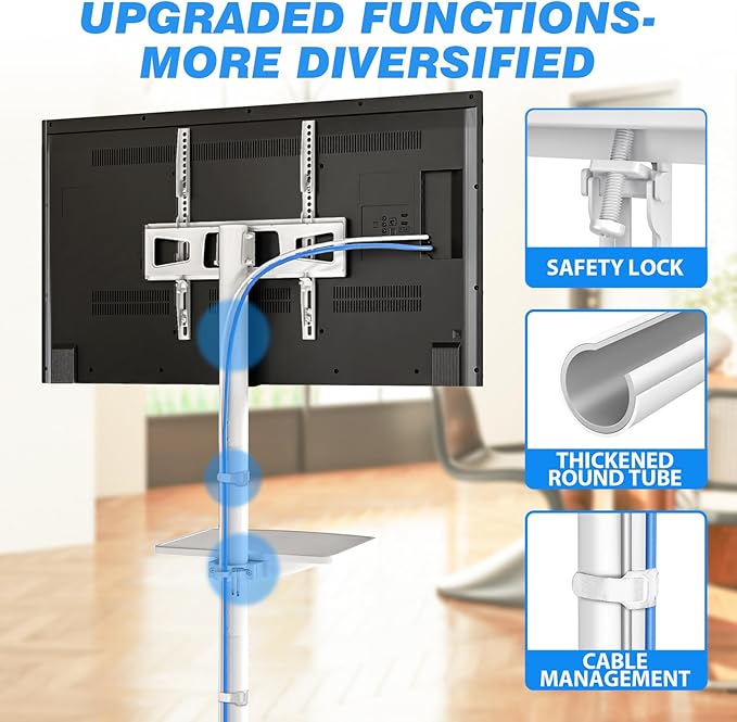 Rfiver Mobile TV Stand for 23-65 Inch LCD LED Flat/Curved Panel Screen TVs up