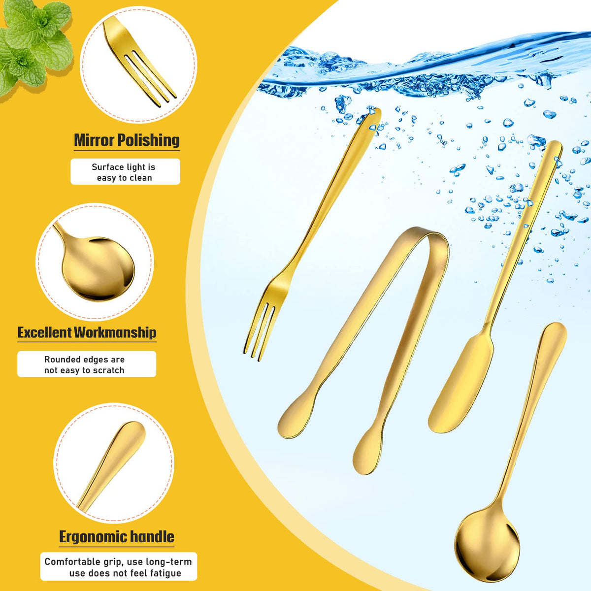 Charcuterie Board Accessories Utensils Cheese Butter Spreader Knives Set Include Serving Tongs, Knives, Spoons, Forks, Toothpick Flags, Honey Dippers, Bowl for Christmas Pastry Making (Gold)