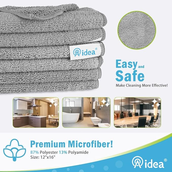AIDEA Microfiber Cleaning Cloth-8PK, Soft Microfiber Towels