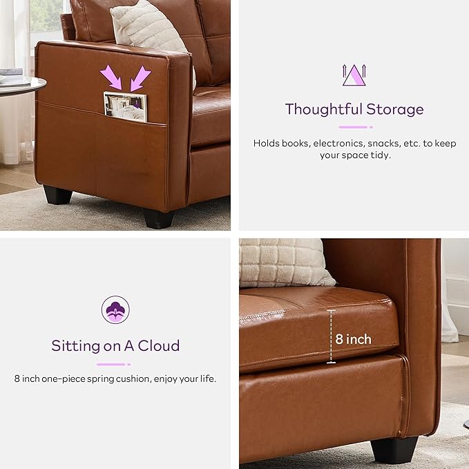 TYBOATLE 88" W Faux Leather Couches