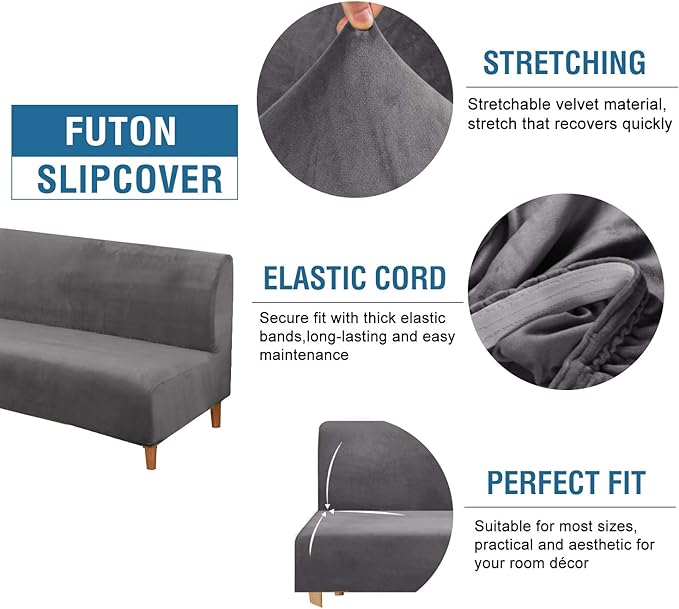 H.VERSAILTEX Real Velvet Futon Cover Armless Sofa Covers Sofa Bed Covers