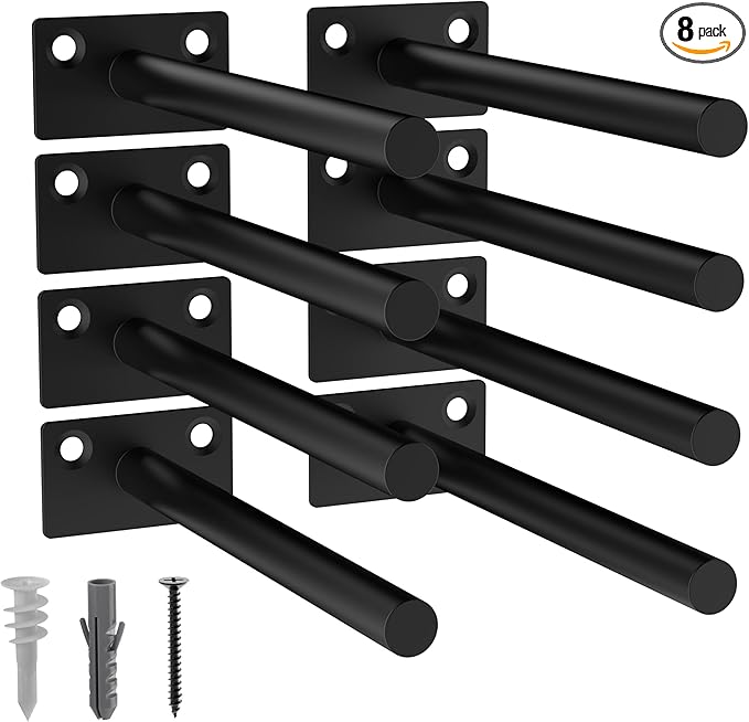LEOPO 8-Pack 6 inch Floating Shelf Brackets, Hidden Shelf Bracket