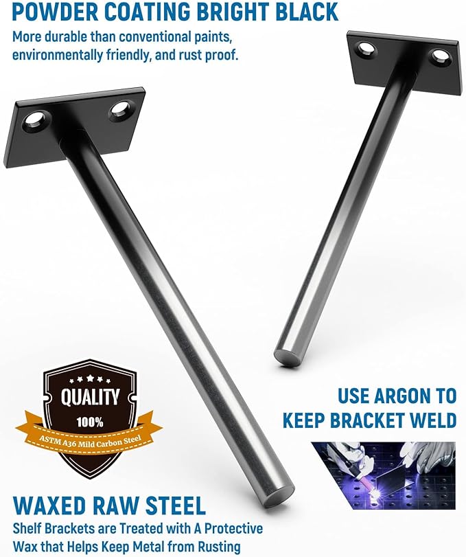LEOPO 12-Pack 10 inch Floating Shelf Brackets, Hidden Shelf Bracket
