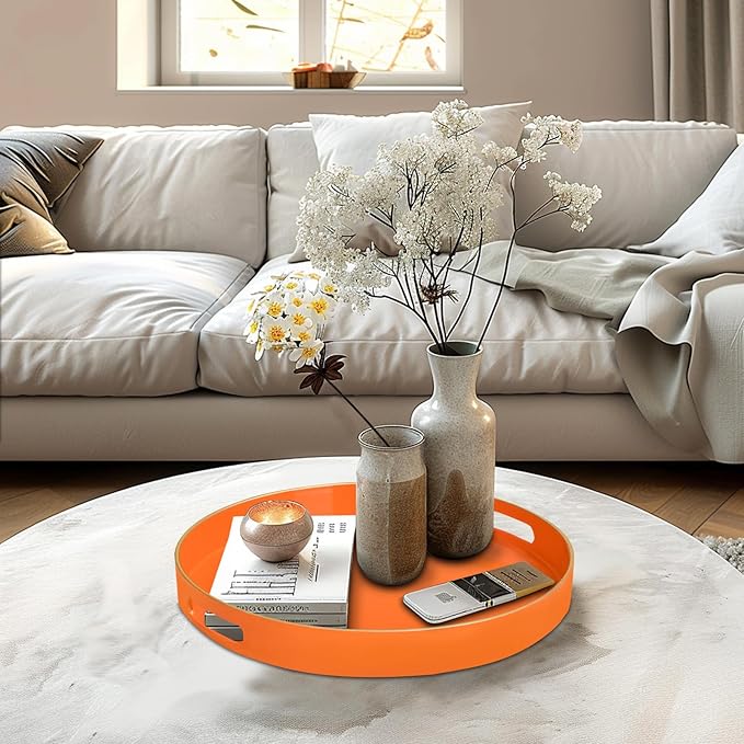 MAONAME 13" Round Tray, Modern Decorative Trays