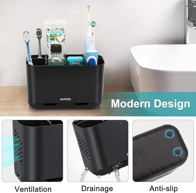 Boperzi Toothbrush Holders for Bathrooms Organizers and Storage, Large Tooth