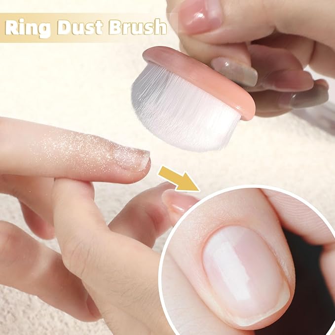 4Packs Nail Dust Cleaning Brush Ring, Soft Brushes