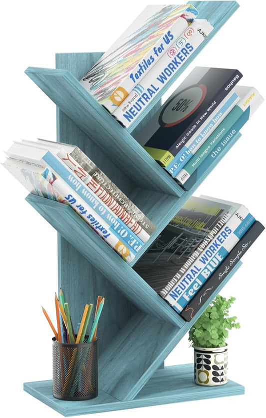 SHEEPAM 5 Tier Tree Book Shelf, Small Desktop Bookshelf