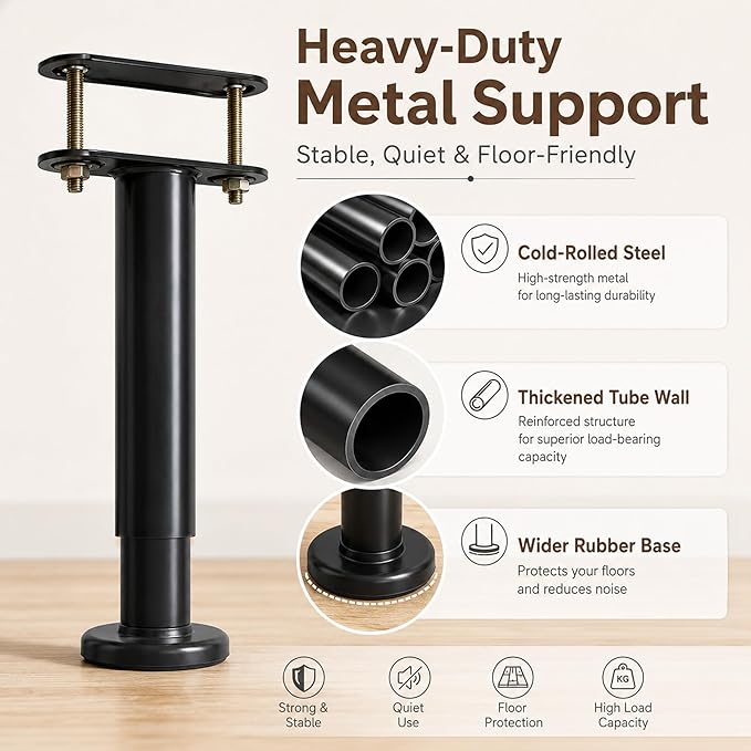 2Pcs Adjustable Height Bed Frame Support Leg, Extra Sturdy Steel Bed Frame