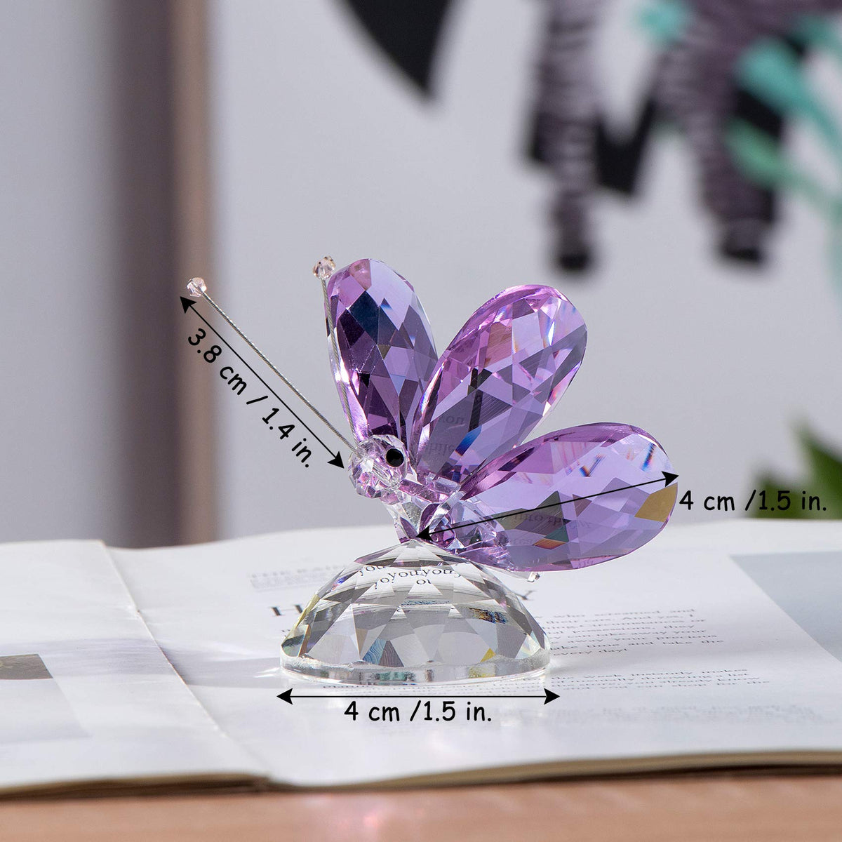 Arikyrist Crystal Purple Collectible Butterfly Statue Gift for Butterfly Lover, Crystal Butterfly Figurine for Home Office Decor