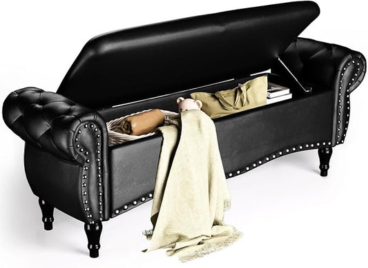 ZZW Storage Ottoman Bench, Tufted Bed Benches