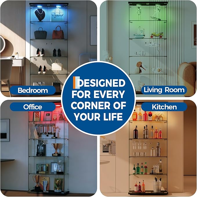 IDEALHOUSE Tempered Glass Display Cabinet