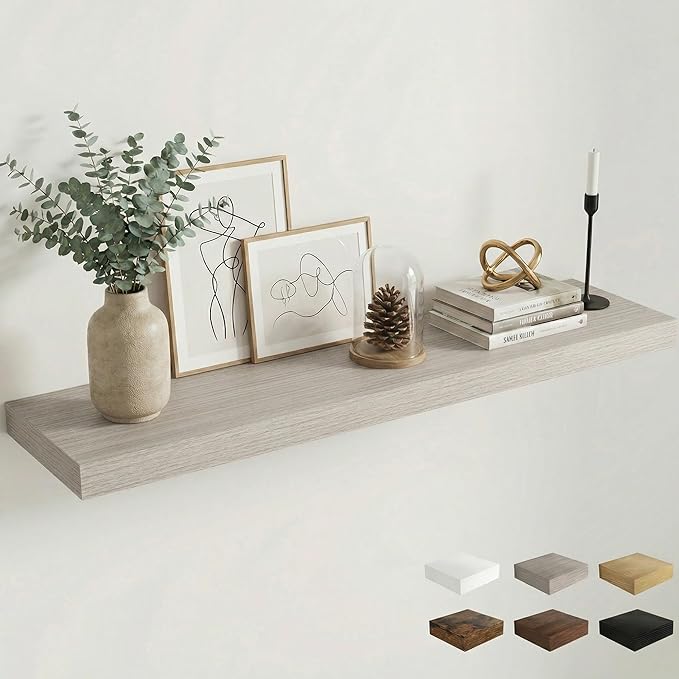Dreamland Large Floating Shelves, 12 inch Deep Wall Shelves, Rustic Wood