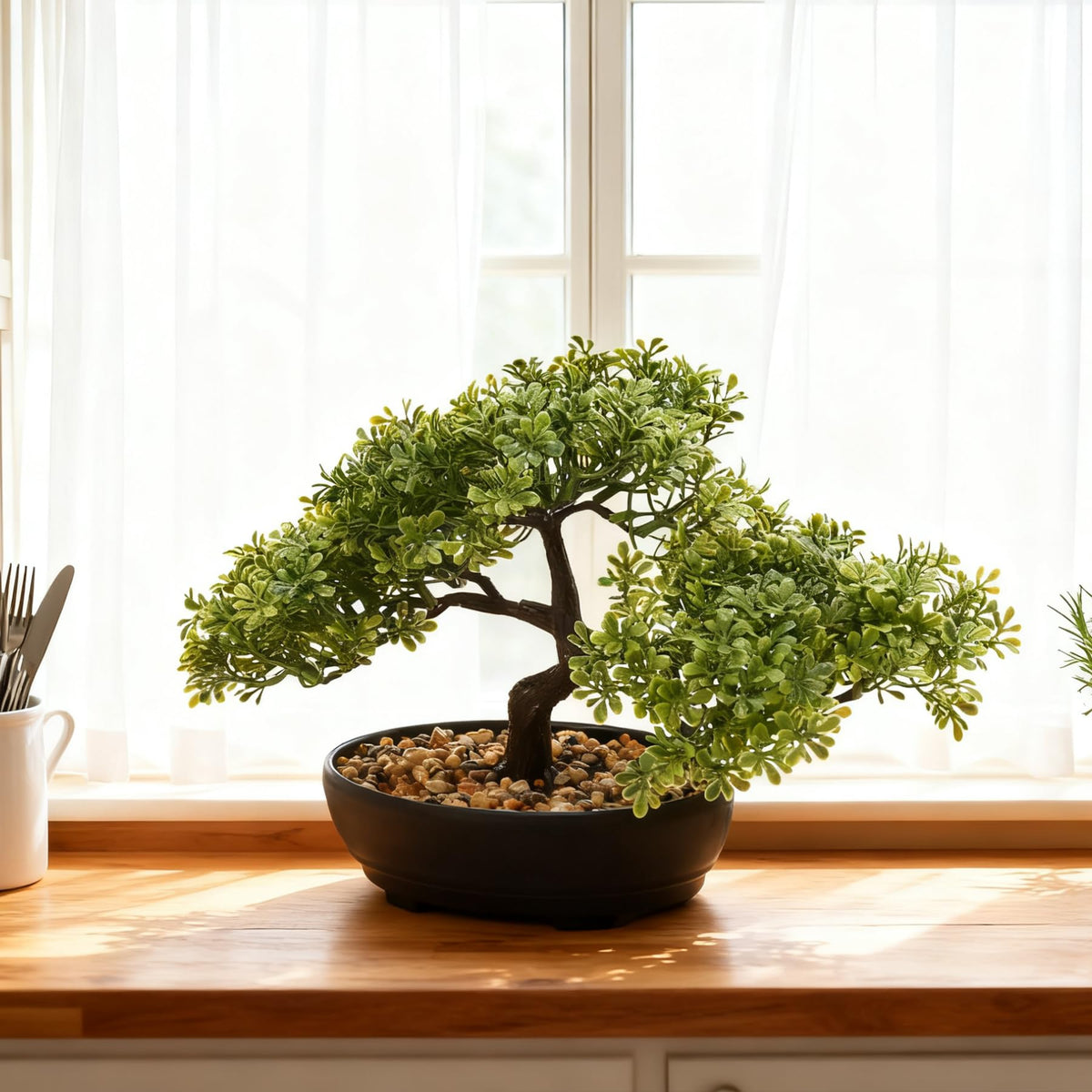 ALAGIRLS Artificial Bonsai Tree, Fake Juniper Plants Indoor Small Fake Bonsai Tree Indoor with Pot and Pebbles Artificial Bonsai Tree Indoor for Desk Home Office Bathroom Shelf Decorations