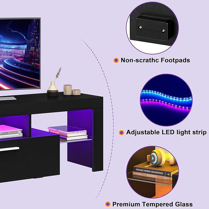 Clikuutory Modern Lighting 51 inch TV Stand