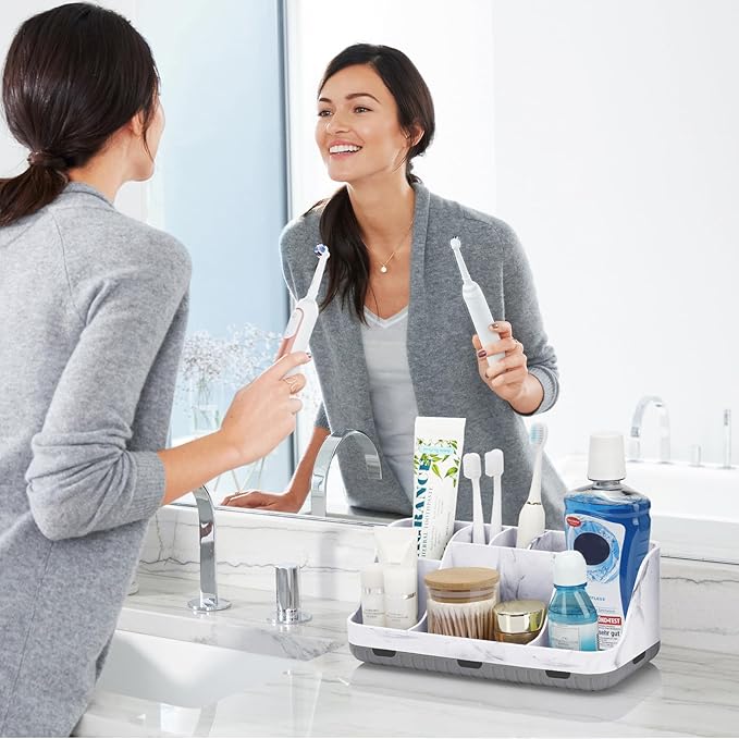 Marble Bathroom Countertop Organizer