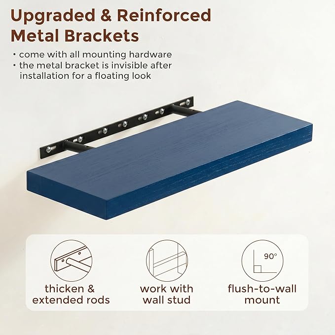 fuqing Dark Blue Floating Shelves | 24 Inch Floating Shelves