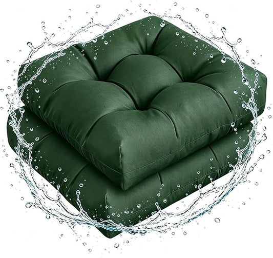 Set of 2 Patio Seat Cushions Square Wicker Seat Pads Waterproof Rocking Chair