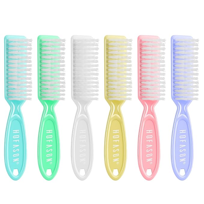 HOFASON 6 Pack Nail Brush for Cleaning Fingernails, Nail Brush Handle Grip