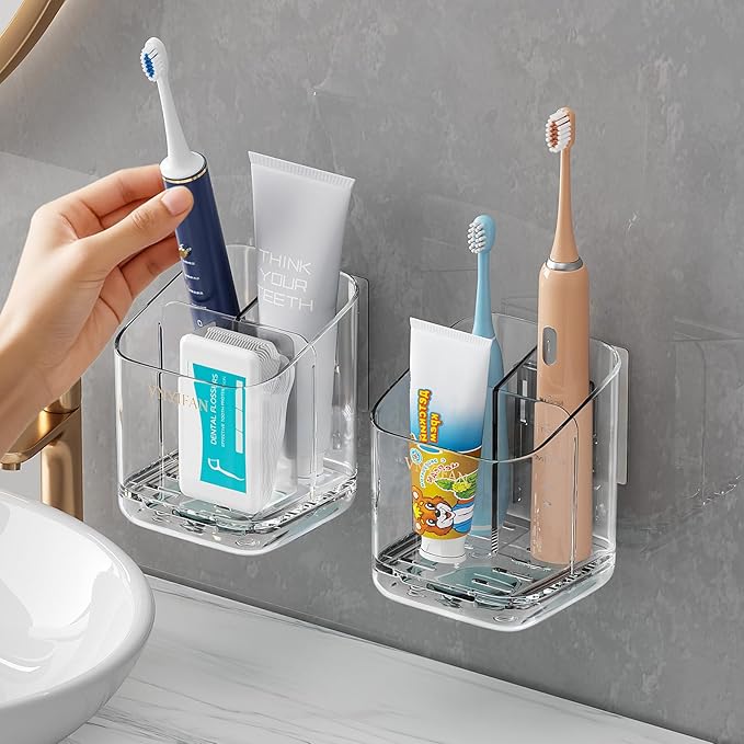 Toothbrush Holders for Bathrooms, 3 Slots Detachable Electric Toothbrush Holder