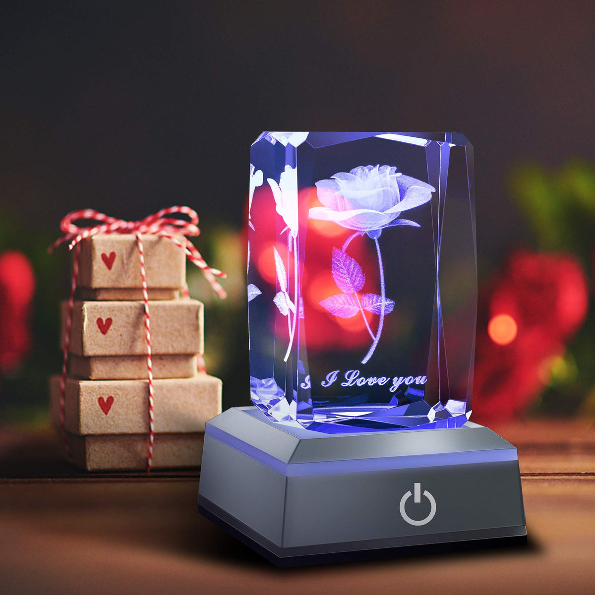 hochance 3D Rose Crystal Nightlight,Perfect Mothers Day Gifts for Wife Her Mom from Daughter Husband Son，Mother's Day Ideas Unique Anniversary Birthday Decolamp Presents