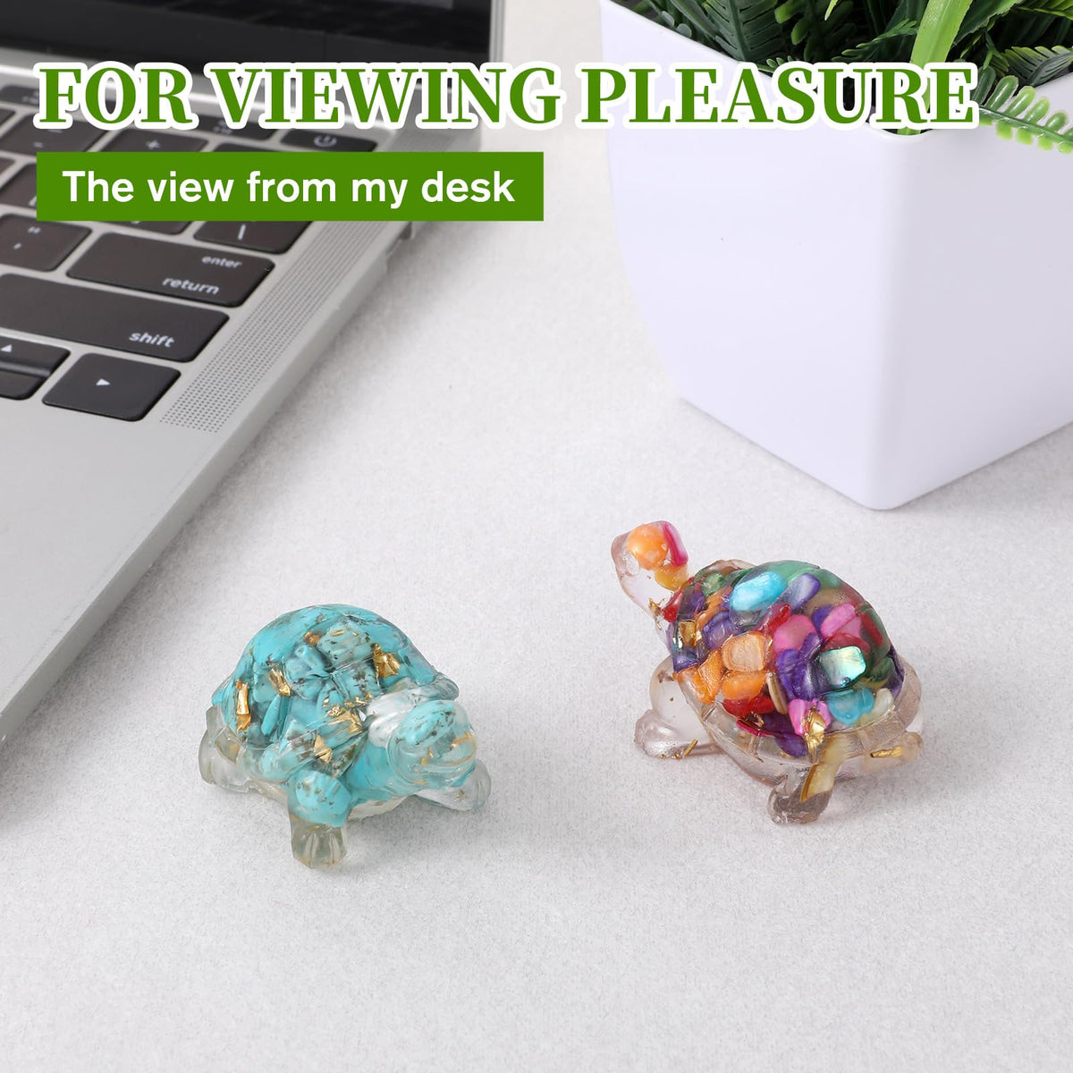 EupHHonycs 4Pcs Crystal Turtle Mini Handmade Crystal Turtle Sea Mini Resin Turtles for Home Office Fish Tank Colorful Healing Crystals Animal Statue Desk Shelf or Meditation Space