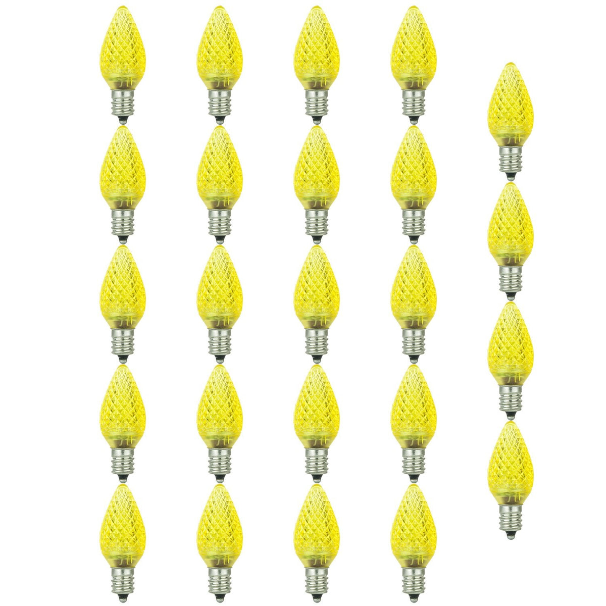 Sunlite 40462 LED C7 Holiday Decorative Light Bulb, 0.4 Watts, E12 Candelabra Base, Faceted Christmas-Lights; Nightlight, Yellow