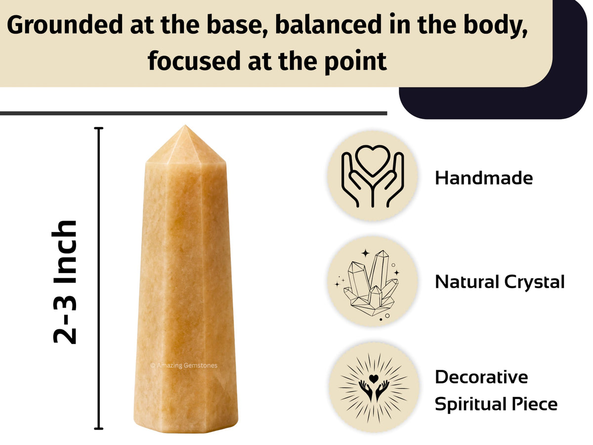 Amazing Gemstone Cream Moonstone Crystal Towers - Natural Healing Crystal Point Obelisk for Reiki Healing and Crystal Grid (2" to 3" INCH)