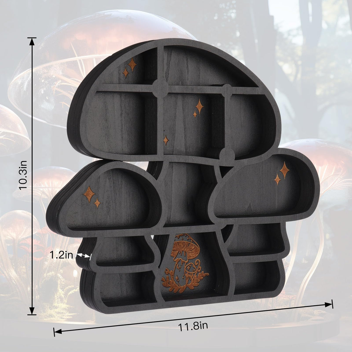 Zzbakress Wooden Mushroom Decor Cute Wall Decor Floating Shelves Crystal Display Shelf Witchy Home Decor Funny Mushroom Bathroom Decoration Spiritual Decor Mushroom Gifts (Cute)