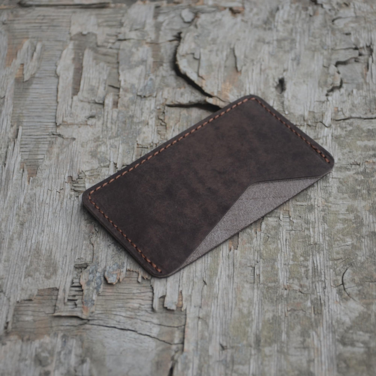 JJNUSA Handmade Leather Business Card Case Holder for Men & Women Minimalist Leather Wallet Card Holder Distressed Gifts (Coffee)