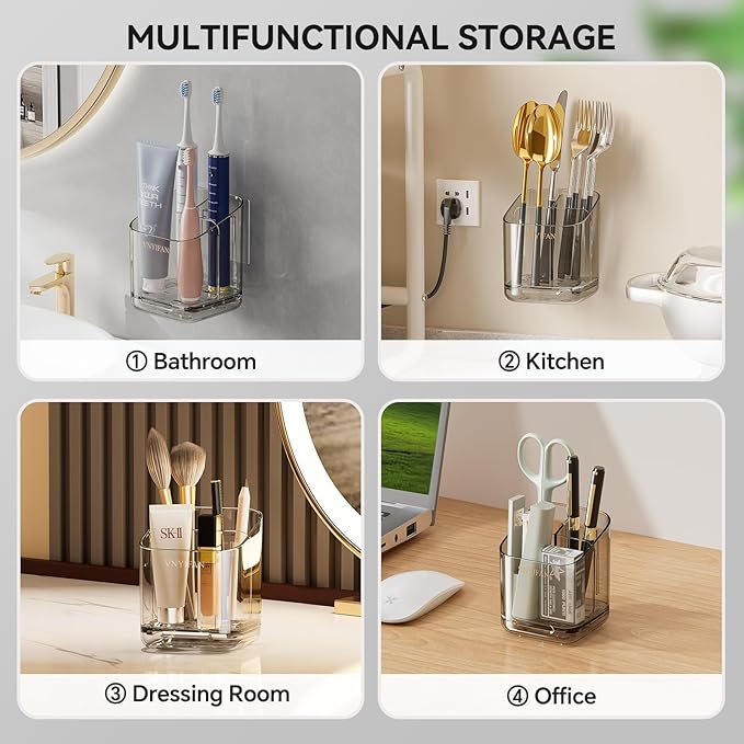 Toothbrush Holders for Bathrooms, 3 Slots Detachable Electric Toothbrush Holder