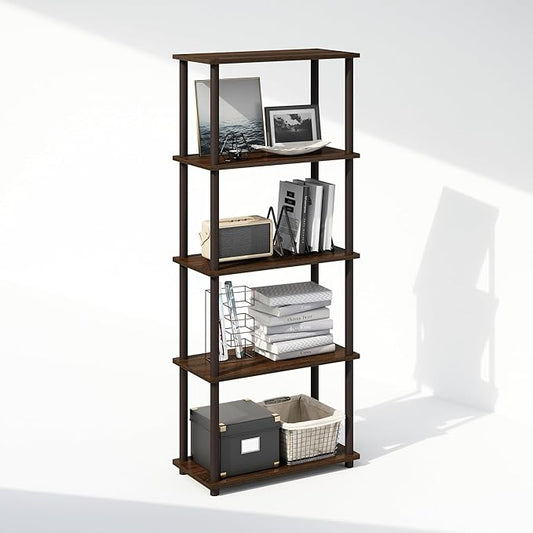 Furinno Turn-N-Tube Book Shelf, 5-Tier Bookshelf, Bookcase