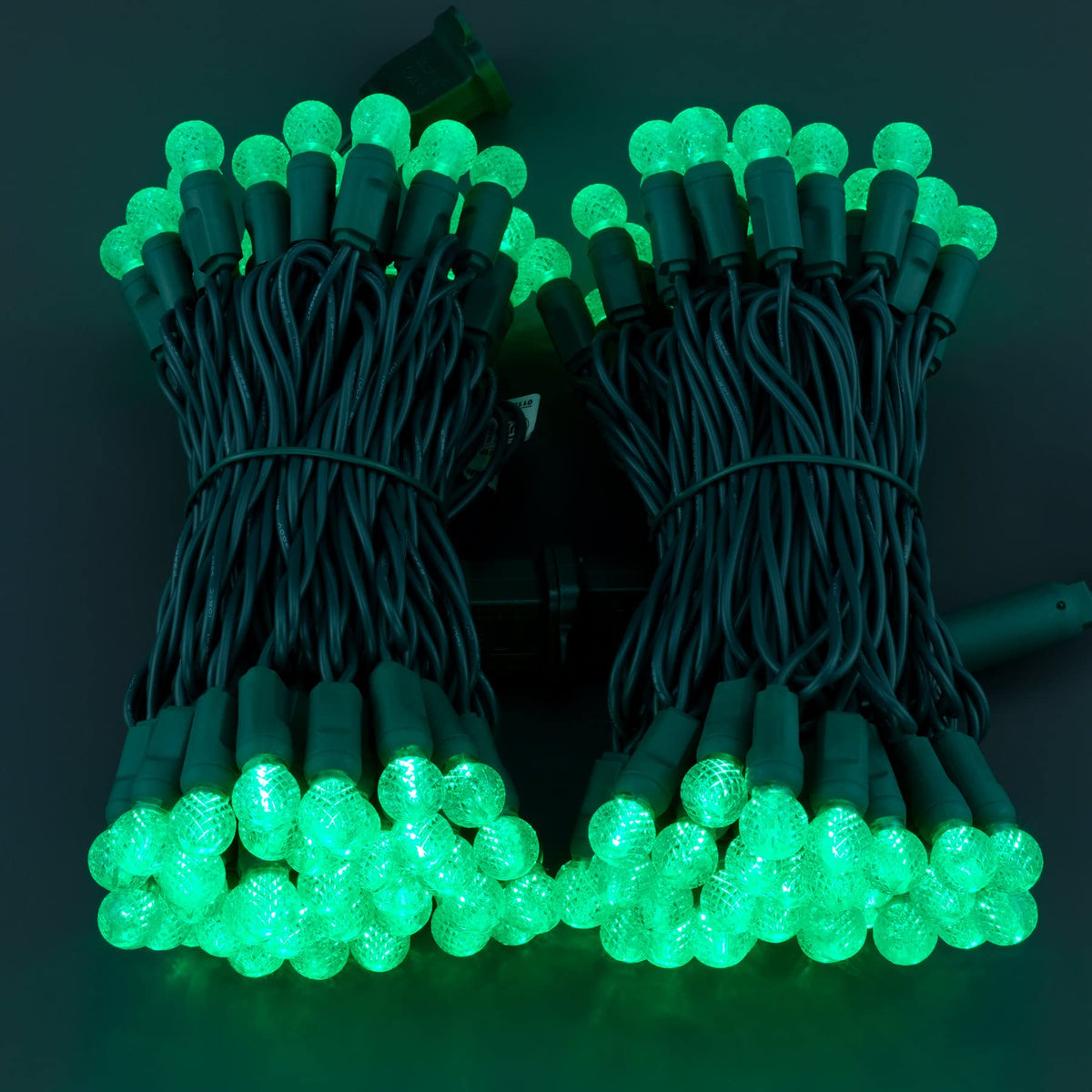YULETIME Green One-Piece G12 Raspberry Christmas Lights 140 Count 48 Feet, 2 Sets 70 LED 24 ft High Waterproof UL Certified String Light (Green)
