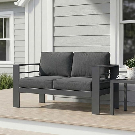 Wisteria Lane Metal Patio Furniture Sofa, All-Weather Outdoor Couch