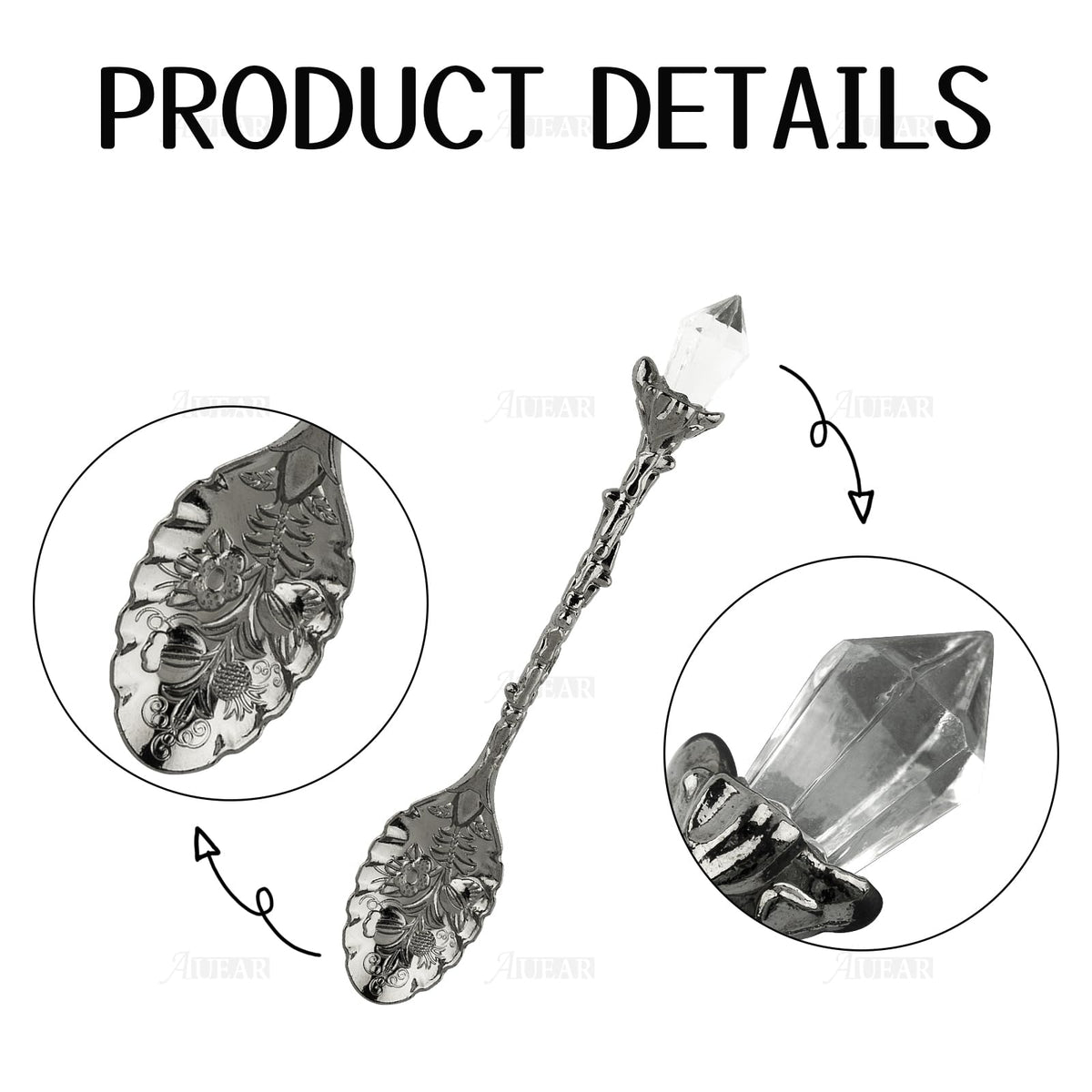 AUEAR, 50 Pack Vintage Crystal Spoons Set Carved Coffee Tea for Home Office Party Supplies