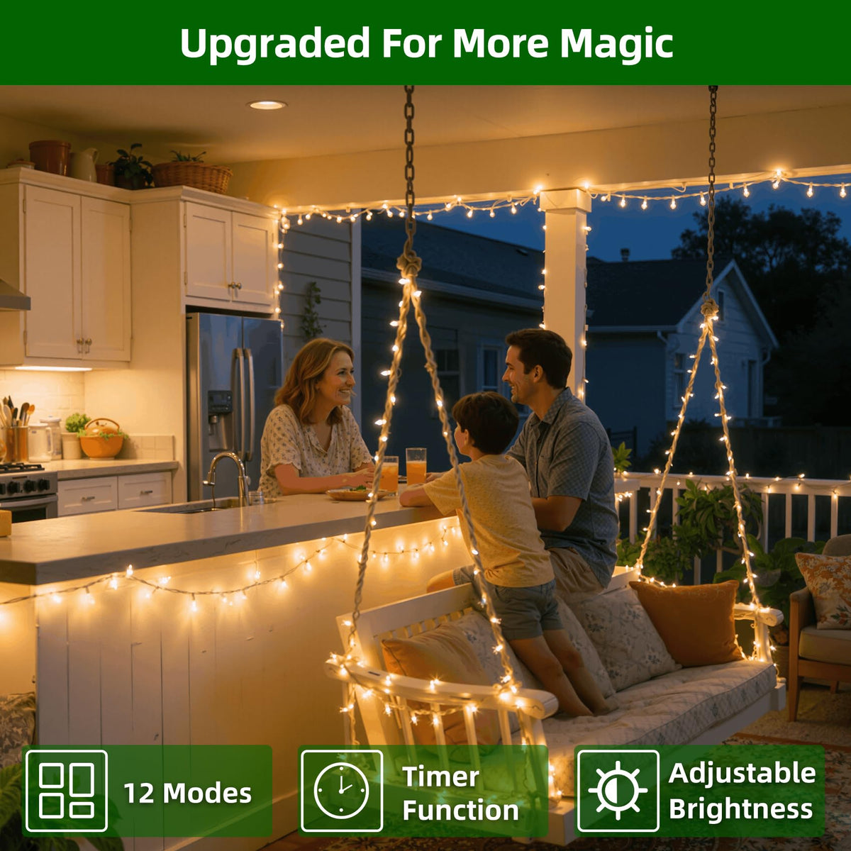 750 LED Chrstmas Lights, 240ft Outdoor Christmas String Lights with 12 Modes, Warm White LED String Lights with Timer Dimmable Waterproof for Tree Fence Garden Xmas Wedding Party Decor WarmWhite