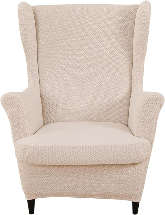 HAOYONG Jacquard Wingback Chair Cover Thickening Armchair Covers 2 Pieces