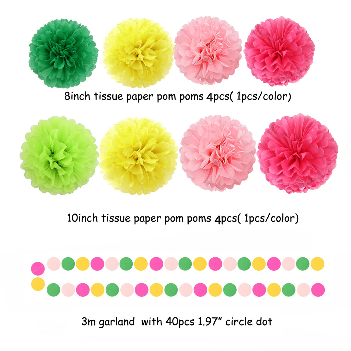 Hawaii Pool Party-Decorations Streamers - 35pcs Tissue Pom Poms,Tropical Jungle Birthday Supplies Bachelorette Tassel Garland Banner,Summer Beach Baby Shower Decor Lasting Surprise