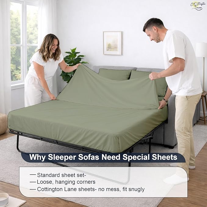 Cottington Lane Sleeper Sofa Sheets Queen Size, 4 Piece Premium Quality 100%