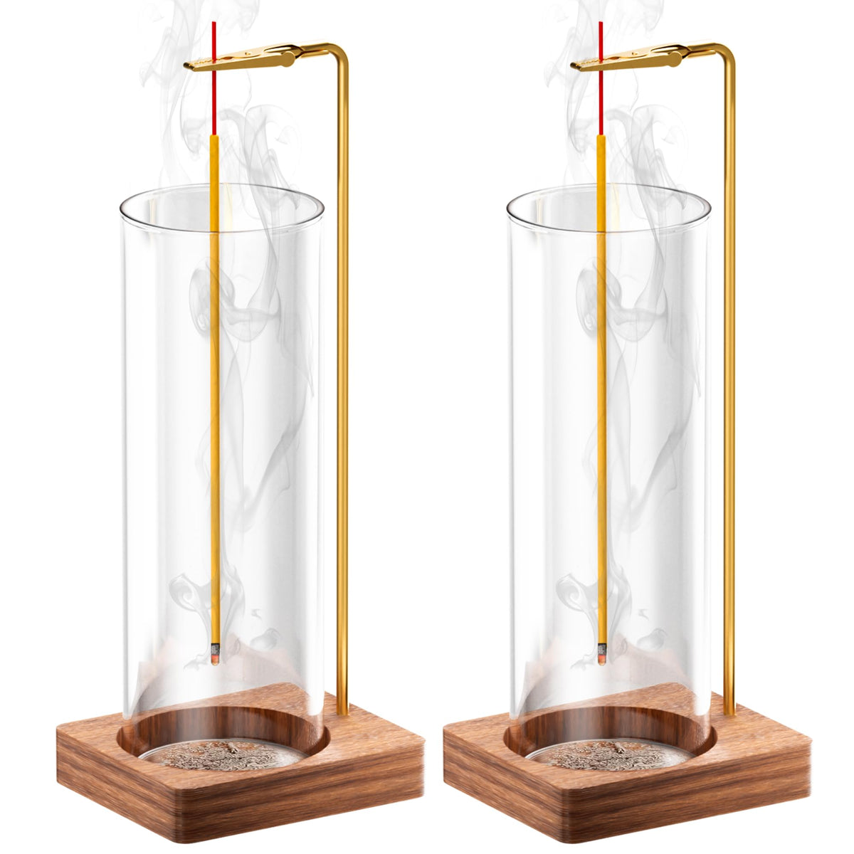 Incense Holder for Sticks, Insence-Stick Holder, Anti-Ash Flying No Mess Incense Burner, Incense Stick Holder with Glass Ash Catcher, for Yoga Spa Meditation Home Decor(2 Pack)