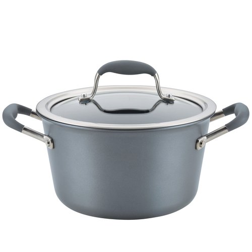 Anolon Advanced Home Hard-Anodized Nonstick Tapered Sauce Pan/Saucepot, 4.5-Quart (Moonstone)