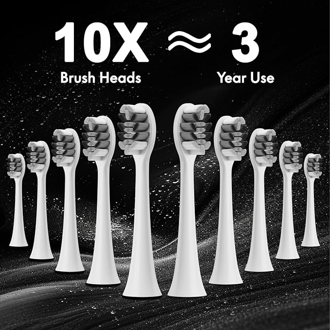 Diamond Style - Electric Toothbrush, 10 Brush Heads & Travel Case, 000 VPM