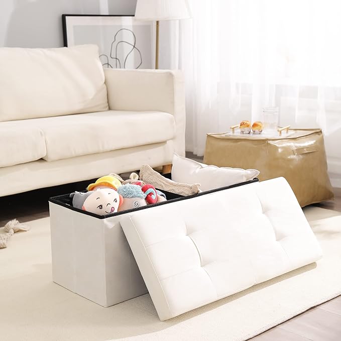 Storage Ottoman Bench Foldable Seat Footrest Shoe Bench End of Bed Storage
