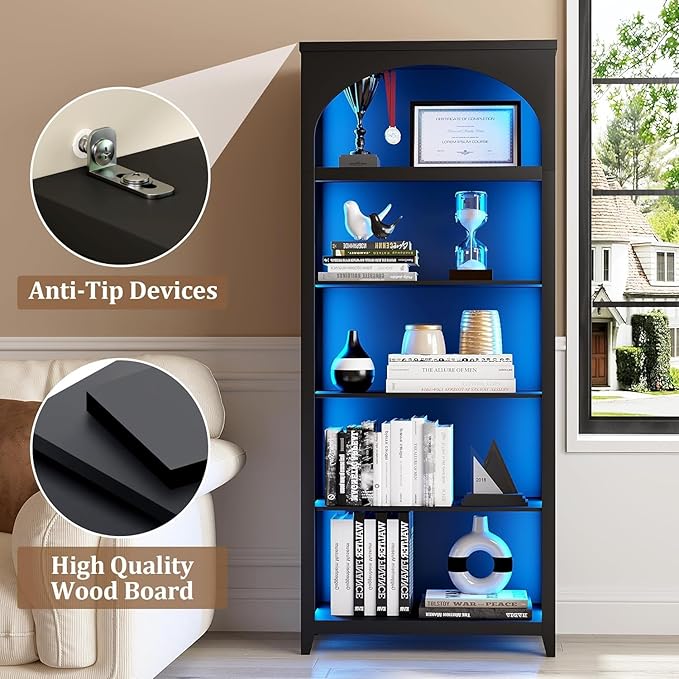 Dystler 5-Tier Arched Bookshelf