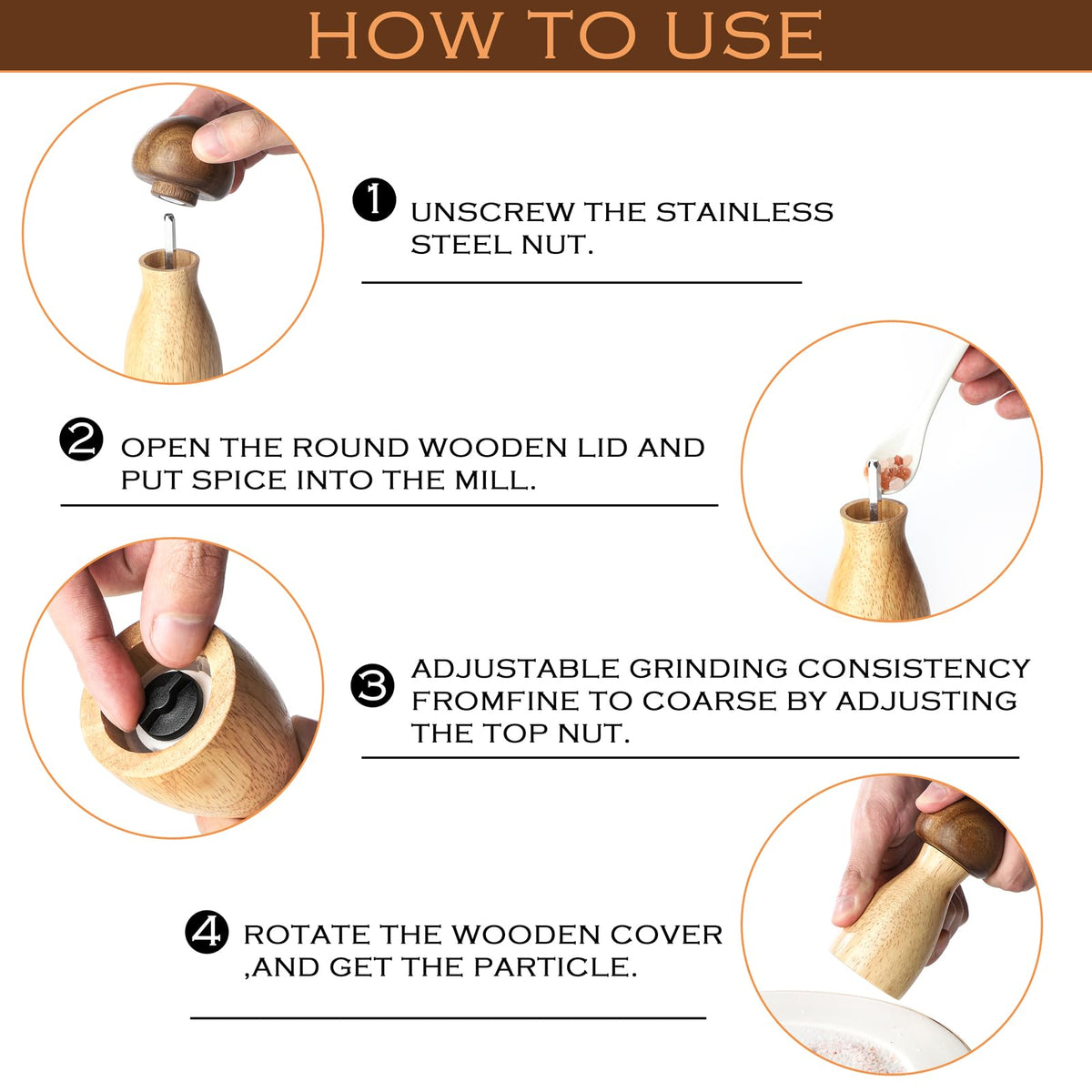 Salt and Pepper Mill Set, Mushroom Shape Salt and Pepper Shaker, Ceramic Pepper Grinder, Coarse and Fine Adjustable, Home, Restaurant, Kitchen Applicable (2)