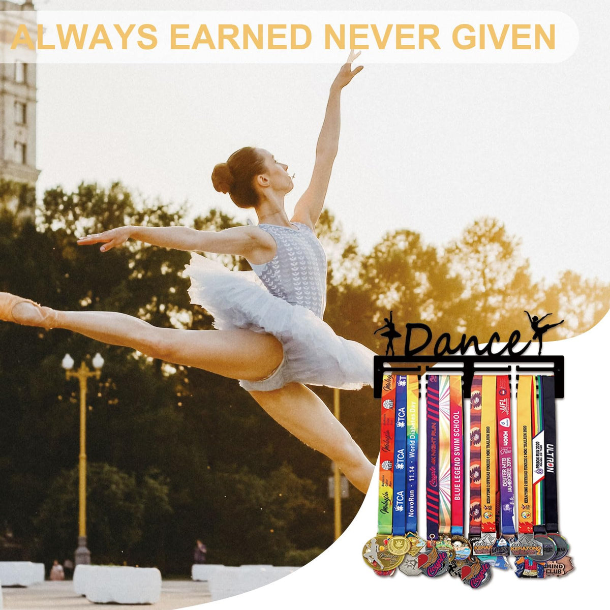 Resama Medal Holder Dance Dancer Medal Holder Display Hanger Rack Frame Shelf-Medal Hanger Awards Ribbon Dance Soccer,Gymnastics,Holder Display Rack for 60 Medals